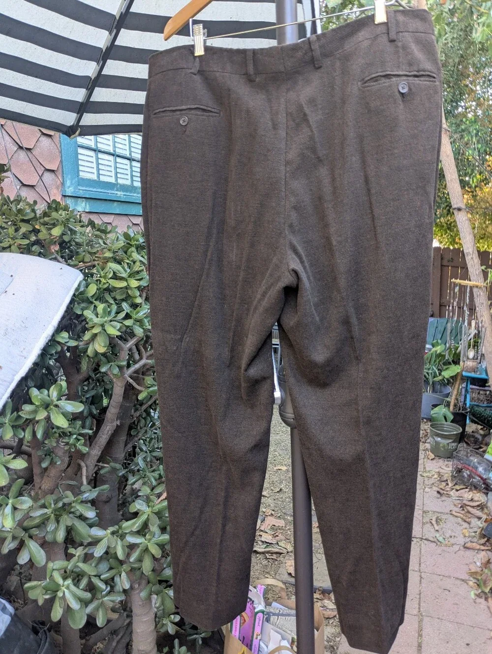 Made in Italy! Men's Brown Dress Pants - Classic Pleated Trousers, size 42 waist